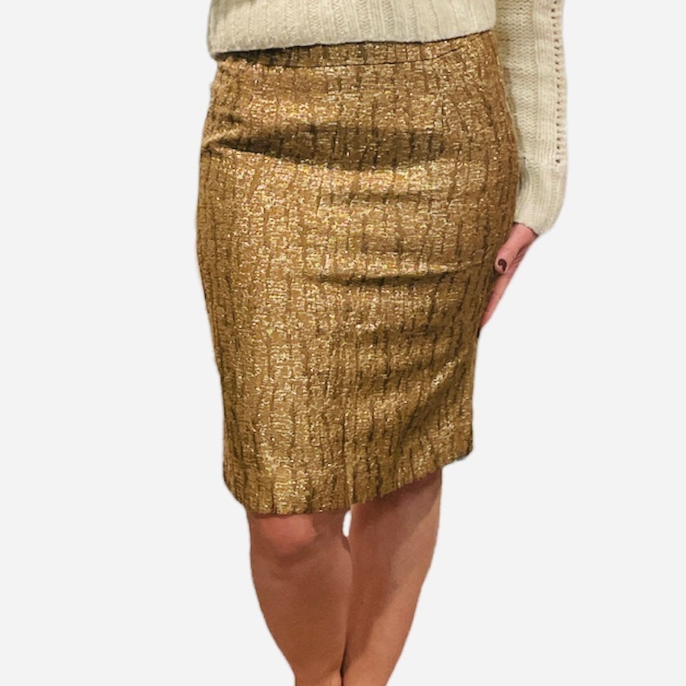J. Crew Metallic Gold Pencil Skirt